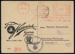 II. WELTKRIEG (1939 - 1945) : GERA/ 1/ Fabrik Für Textilbedarf/ Gebr.Harnisch.. 1943 (27.4.) AFS 015 Pf. = Spindel + 1K- - WO2