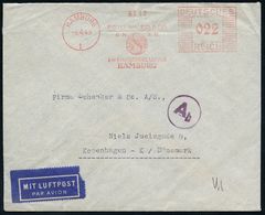 II. WELTKRIEG (1939 - 1945) : HAMBURG/ 1/ SCHENKER & CO.. 1943 (9.4.) AFS 022 Pf. (Firmen-Logo: Globus) + Viol. OKW-Zens - Guerre Mondiale (Seconde)