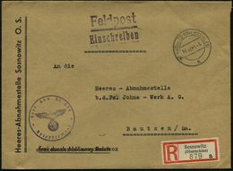 II. WELTKRIEG (1939 - 1945) : SOSNOWITZ (OBERSCHLES)/ H 1941 (10.10.) 2K-Steg + RZ: Sosnowitz/(Oberschles)/a + Viol. 1K- - Guerre Mondiale (Seconde)