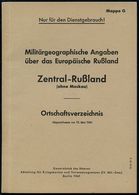 II. WELTKRIEG (1939 - 1945) : DEUTSCHES REICH 1941 (Mai) Broschüre "Militärgeographische Angaben über Das Europäische Ru - Guerre Mondiale (Seconde)