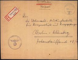 II. WELTKRIEG (1939 - 1945) : DEUTSCHES REICH 1943 (10.6.) 1K: FELDPOST/c/143 + Provis. Fp.-RZ, Nr. Hs. = Fp.-Amt 452, R - WW2