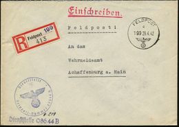 II. WELTKRIEG (1939 - 1945) : DT.BES.NORWEGEN 1942 (29.4.) 1K: FELDPOST/c/199 + Provis. RZ: Feldpost 199 (viol. 1L) + Vi - 2. Weltkrieg