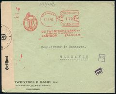 II. WELTKRIEG (1939 - 1945) : NIEDERLANDE 1943 (11.5.) Seltener AFS "Komusina" Brieftaube: ZAANDAM/DE TWENTSCHE BANK N.V - Guerre Mondiale (Seconde)