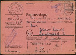 ÜBERROLLER / SPÄTE POST (Januar Bis 8.5.1945) : STERNBERG (OSTSUDETENL) 1/ E 1945 (1.5.) 2K-Steg + Viol. 1K-HdN: Wehrmac - 2. Weltkrieg