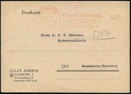 DEUTSCHLAND NACH DEM 8. MAI 1945: ALLIIERTE BESETZUNG / KONTROLLRAT : HAMBURG 4/ Claus Ahrens/ Ledergroßhandlung/ Schuhm - Sonstige & Ohne Zuordnung