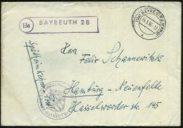 WAST / SUCHDIENST / HEIMKEHRER : (13a) BAYREUTH 2 B 1956 (14.5.) Viol. Ra. = PSt.II + 2K: (13 A) BAYREUTH 2 (LAND)/a + V - Other & Unclassified