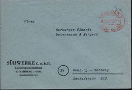 WESTZONEN / BIZONE / TRIZONE (BIS 1949) : BAMBERG 2/ Gebühr Bezahlt 1946 (2.9.) Roter Doppel-Oval Auf Firmen-Bf.: SÜDWER - Autres & Non Classés