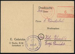 WESTZONEN / BIZONE / TRIZONE (BIS 1949) : BERLIN N4/ At 1947 (1.12.) Aptierter PFS "Adlerkopf/Hakenkreuz" Entfernt + Ins - Other & Unclassified