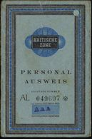 WESTZONEN / BIZONE / TRIZONE (BIS 1949) : Düsseldorf 1947 (ca.) Orig. Ausweis "PERSONAL AUSWEIS BRITISCHE ZONE" (1x Reg. - Sonstige & Ohne Zuordnung