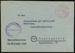 WESTZONEN / BIZONE / TRIZONE (BIS 1949) : Schwäbisch Hall 1947 (29.3.) 1K-Brücken-PFS: HALL (SCHWÄB)/RPF./Gebühr Bezahlt - Other & Unclassified