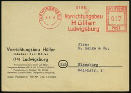 FRANZÖSISCHE BESATZUNGSZONE : LUDWIGSBURG 1/ Vorrichtungsbau/ Hüller.. 1947 (9.5.) Seltene AFS-Typ "Hochrechteck", Statt - Other & Unclassified