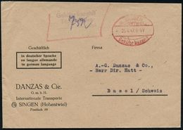 FRANZÖSISCHE BESATZUNGSZONE : SINGEN/ (HOHENTWIEL)/ Gebühr Bezahlt 1947 (25.4.) Oval-PFS + Viol. 2L: Gebühr Bezahlt/ Tax - Other & Unclassified