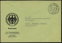 GESCHICHTE DER BUNDESREPUBLIK DEUTSCHLAND : (22c) BONN/ A/  B P M 1959 (2.2.) 2K-Steg = Hauspostamt Des B(undes)-P(ost)- - Other & Unclassified