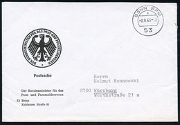 GESCHICHTE DER BUNDESREPUBLIK DEUTSCHLAND : 1 BONN B P M / A 1965 (8.9.) 1K = Hauspostamt B(undes)-P(ost)-Ministerium Au - Sonstige & Ohne Zuordnung