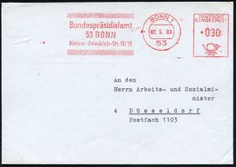 B.R.D.-BUNDESPRÄSIDENTEN & BUNDESKANZLER : 53 BONN 1/ Bundespräsidialamt/ 53 BONN/ Kaiser-Friedr.-Str.16-18 1968 (2.5.)  - Altri & Non Classificati