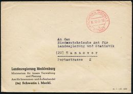 SOWJETISCHE BESATZUNGSZONE (1945-49) : (3) SCHWERIN (MECKL)1/ A/ BEZAHLT 1948 (5.10.) Roter 2K-Steg-PFS Auf Dienst-Bf.:  - Autres & Non Classés