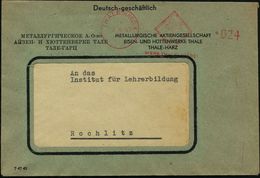 DEUTSCH-SOWJETISCHE AKTIENGESELLSCHAFTEN / S.A.G. : THALE (HARZ) 1/ WERK THALE (HARZ) 1947 (19.8.) Seltener, Total Aptie - Sonstige & Ohne Zuordnung