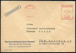 GESCHICHTE DER D.D.R. (1949 - 1990) : BERLIN C 2 1952 (10.4.) Aptierter AFS Ohne Klischee = Entfernt , Dienst-Bf: BEHÖRD - Autres & Non Classés