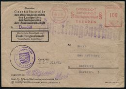 GESCHICHTE DER D.D.R. (1949 - 1990) : DRESDEN A 27/ LANDGERICHT/ AMTSGERICHT/ STAATSANWALTSCHAFT 1951 (8.12.) AFS 108 Pf - Other & Unclassified