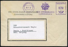 Z.K.D. / ZENTRALER KURIERDIENST DER D.D.R. (1956-90) : SONNEBERG (THÜR) 3/ ..VEB STERNRADIO.. 1957 (28.1.) L I L A  AFS  - Andere & Zonder Classificatie