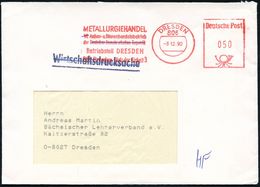 WIEDERVEREINIGTES DEUTSCHLAND : 806 DRESDEN/ METALLURGIEHANDEL/ VE../ Der DDR.. 1990 (3.12..) AFS Postalia 050 Pf. VE (= - Autres & Non Classés