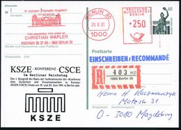 WIEDERVEREINIGTES DEUTSCHLAND : BERLIN 1991 (20.6.) AFS 250 Pf. (Reichstag) Als VE Auf Amtl.P 60 Pf. Bavaria, Grün + Zud - Autres & Non Classés