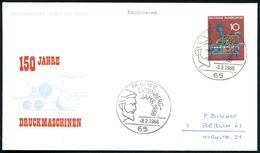 GUTENBERG & DRUCK-PIONIERE : 65 MAINZ/ GUTENBERG-/ JAHR 1968 (3.2.) SSt = Kopfbild (mit Bart) EF 10 Pf. "150 Jahre Druck - Unclassified