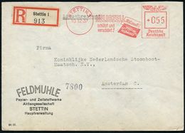 PAPIER / PAPIERVERARBEITUNG / ZELLSTOFF : STETTIN 1/ HELIOZELL/ Schützt U./ Verschönt!.. 1937 (10.12.) AFS 055 Pf. (Heli - Non Classés