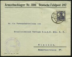 BIBLIOTHEK : DEUTSCHES REICH 1918 (24.8.) 1K-Brücke: Deutsche Feldpost/a = Tarnstempel Auf EF 15 Pf. Germania , Dienst-B - Zonder Classificatie