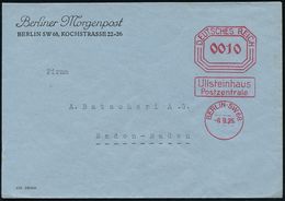 ZEITUNG / JOURNALISMUS / JOURNALISTEN : BERLIN SW 68/ Ullsteinhaus/ Postzentrale 1928 (8.9.) Früher AFS-Vorläufer "Bafra - Zonder Classificatie