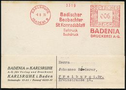 ZEITUNG / JOURNALISMUS / JOURNALISTEN : KARLSRUHE/ (BADEN)2/ Badischer/ Beobachter/ St.Konradsblatt/ ..BADENIA/ DRUCKERE - Unclassified