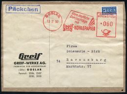 BÜRO / SCHREIBGERÄTE / SCHREIBMASCHINE : GOSLAR/ Klare../ Durchschläge/ Mit/ Greif-KOHLEPAPIER 1952 (13.2.) AFS 060 Pf.  - Unclassified