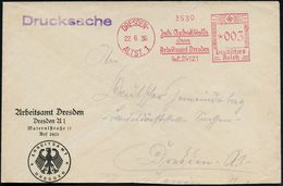 SÜTTERLIN : DRESDEN-/ ALTST.1/ Jede Arbeitsstelle/ Dem/ Arbeitsamt Dresden.. 1936 (22.6.) AFS, Teils Sütterlin , Orts-Di - Ohne Zuordnung