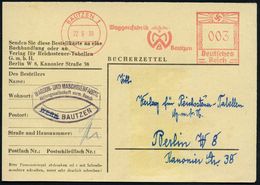EISENBAHN-INDUSTRIE / LOK- & WAGGON-HERSTELLER : BAUTZEN 1/ Waggonfabrik/ Bautzen 1939 (22.5.) AFS = Flügelrad-Monogramm - Eisenbahnen
