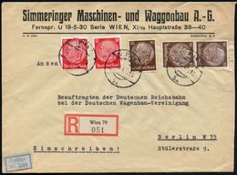 EISENBAHN-INDUSTRIE / LOK- & WAGGON-HERSTELLER : Wien 79 1940 (10.8.) 3x 10 Pf. Hindenbg. U. 2x 12 Pf. Hindenbg., Alle M - Eisenbahnen