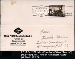 EISENBAHN-JUBILÄEN & SONDERFAHRTEN : ÖSTERREICH 1938 (17.3.) 12 Gr. "100 Jahre Eisenbahn", EF = Dampflok "Austria" , Sau - Eisenbahnen