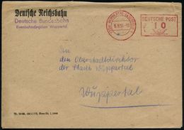 EISENBAHN-GESELLSCHAFTEN / REICHSBAHN / BUNDESBAHN : (22a) WUPPERTAL-ELBERFELD 1/ Deutsche Post 1951 (6.10.) PFS Posthor - Treinen