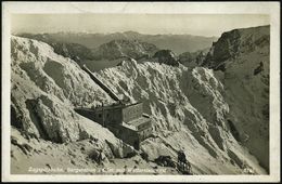 BERG-,ZAHNRAD-,SEIL- & GONDEL-BAHNEN : ÖSTERREICH 1928 (11.8.) 1K-Segm.: ZUGSPITZBAHN/b = Hauspostamt Seilbahn-Station + - Treinen