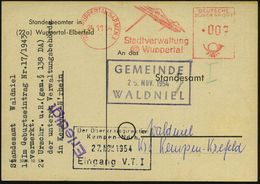 SCHWEBEBAHN WUPPERTAL : (22a) WUPPERTAL-BARMEN 1/ Stadtverwaltung 1954 (24.11.) AFS = Schwebebahn , Klar Gest. Kommunal- - Eisenbahnen