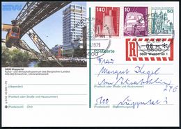 SCHWEBEBAHN WUPPERTAL : 5600 WUPPERTAL 1/ ..BRIEFMARKENSCHAU-PHILAS 1979 (10.6.) SSt Auf Ortsgleicher BiP 50 Pf. Burgen, - Eisenbahnen