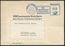 FILM / FILMVERLEIH / FILMTITEL / KINO : BERLIN-KÖPENICK 1/ VEB/ Fotochemische/ Werke Berlin 1957 (21.5.) Blauer AFS = DD - Kino