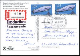 LUFTFAHRT-PIONIERE / PIONIER-FLÜGE : 8019 DRESDEN 19/ LILIENTHAL'91/ Otto Lilienthal/ 1848-1896.. 1991 (23.8.) SSt = Bru - Other (Air)