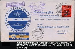 DEUTSCHE LUFTHANSA (DLH): ERSTFLÜGE / SONDERFLÜGE / REGULÄRE FLUGPOST : LEIPZIG C1/ MARGARETENVOLKSFEST/ ..1912 1957 (27 - Andere (Lucht)