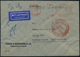 FLUG- & KATAPULTPOST SÜDAMERIKA : FRANFURT/ (MAIN)12/ VOIGT & HAEFFNER 1938 (29.6.) AFS 175 Pf. + Roter Katapultpost-HdN - Autres (Air)