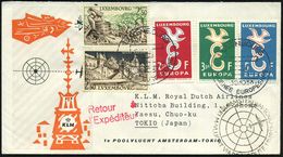 ERSTFLÜGE & FLUGPOST ASIEN & TRANSPAZIFIK : LUXEMBURG 1958 (30.10.) Erstflug Amsterdam - Tokyo Via Nordpol, Seltener Mit - Autres (Air)