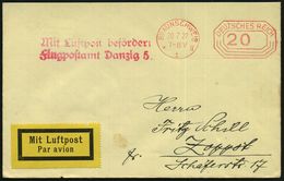 DEUTSCHE FLUGBESTÄTIGUNGSSTEMPEL : Danzig 5 1927 (20.7.) Roter 2L: Mit Luftpost Befördert/ Flugpostamt Danzig 5. (Mi.F 2 - Andere (Lucht)