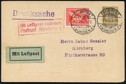 DEUTSCHE FLUGBESTÄTIGUNGSSTEMPEL : Nürnberg 2 1925 (1.9.) Roter Ra.2: MLb/ Postamt Nürnberg 2 (Mi.F 81-01 A, + 18.- EUR) - Andere (Lucht)