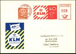 FLUGGESELLSCHAFTEN (OHNE DEUTSCHLAND) : (16) FRANKFURT (MAIN)9/ 40 JAHRE/ 1919/ 1959/ KLM 1959 (2.10.) Jubil.-AFS 008 Pf - Andere (Lucht)