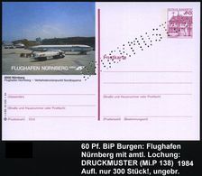 FLUGHAFEN / FLUGHAFEN-POSTÄMTER : 8500 Nürnberg 1984 60 Pf. BiP Burgen: FLUGHAFEN NÜRNBERG.. = "Condor"-Jet, Tank-LKW Mi - Sonstige (Luft)