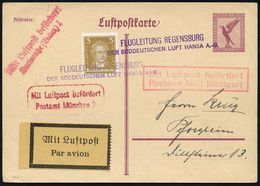 FLUGHAFEN / FLUGHAFEN-POSTÄMTER : Regensburg 1926 (ca.) Viol. 2L: FLUGLEITUNG REGENSBURG/ DER SÜDDEUTSCHEN LUFT HANSA A. - Autres (Air)